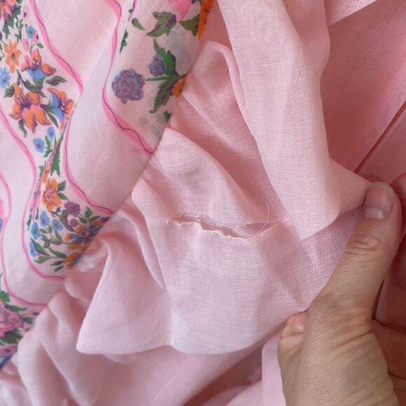 Vintage Pink Floral Victorian Style High Neck Maxi Dress Size Small - Picture 13 of 16